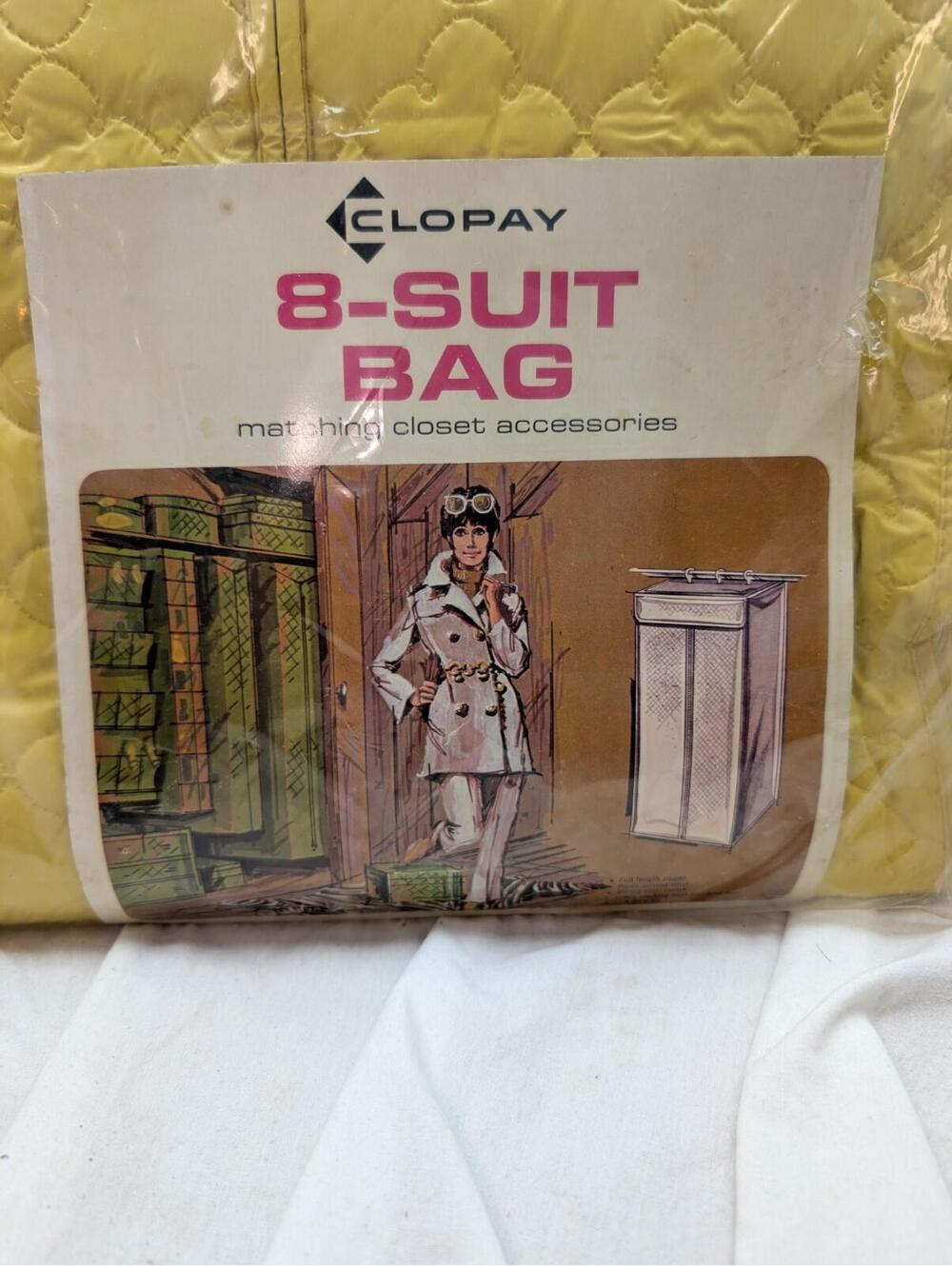 Vintage Clopay Quilted Yellow 8 Suit Bag Hanging Closet Organizer Storage - Picture 2 of 10